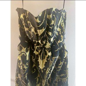 Black & Gold Sweetheart Strapless Dress